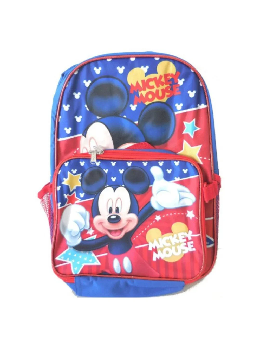 Disney Mickey Mouse Red & Blue 16 Inch Large Backpack w/ Detachable Lunch Kit